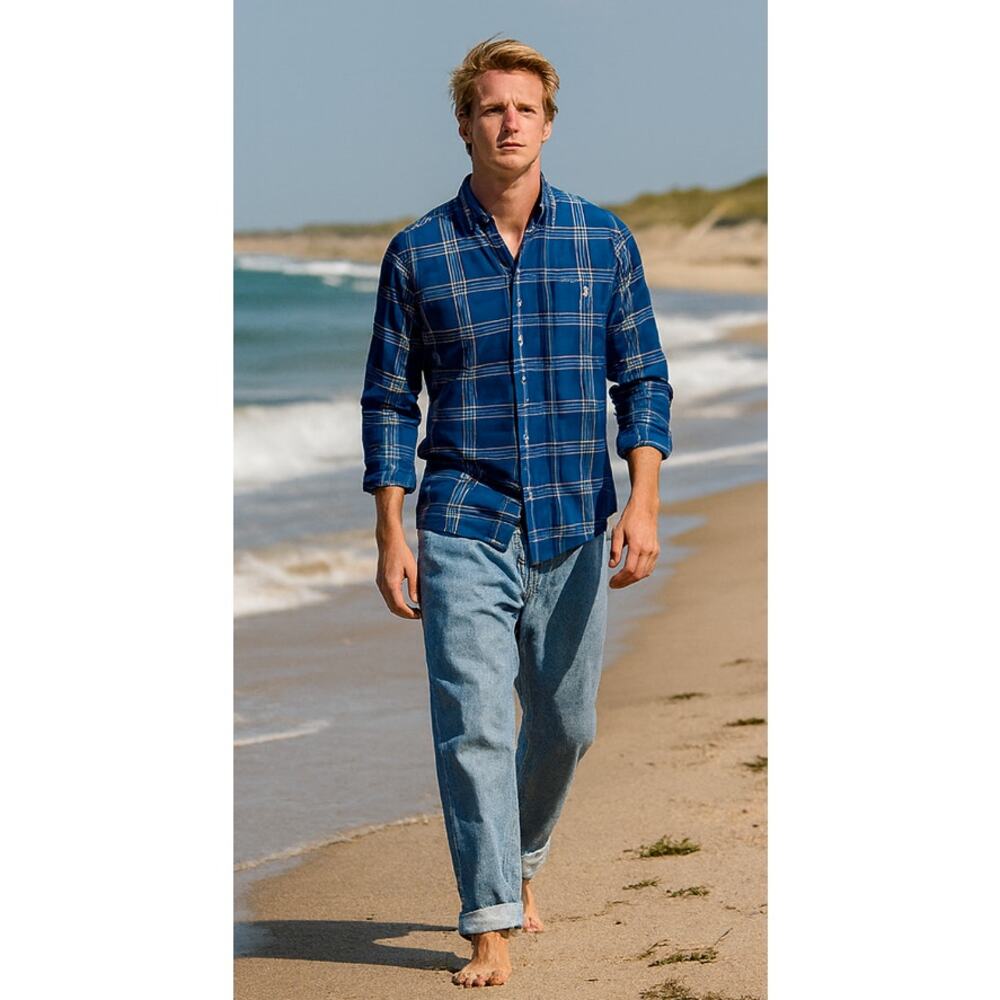 Polo Ralph Lauren Blue Long Sleeve Button Up -Natural Pony- Small